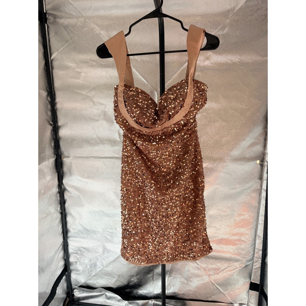 Miss ORD Rose Gold Sequin Cocktail Dress Sz L